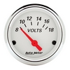 2-1/16" VOLTMETER, 8-18V, ARCTIC WHITE